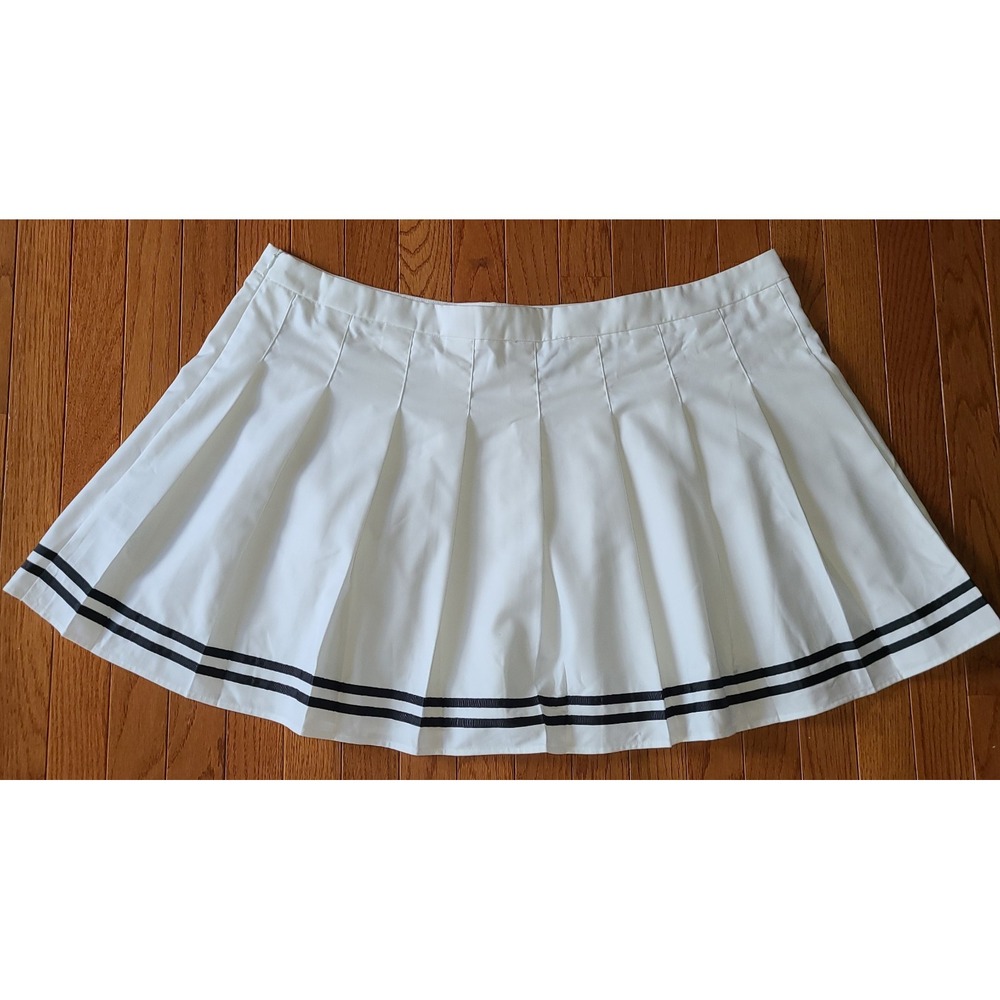 Preppy Girl Pleated Skirt Sz 4X Side Zipper Summer Vintage Mini Skirts White